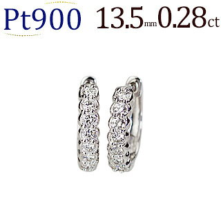 Pt中折れ式ダイヤフープピアス(0.28ct)(13.5mm)(sb0059pt) | フープ