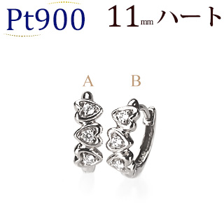 K18PG中折れ式ダイヤフープピアス(11mm ハート)(sb0080pg