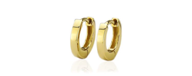 K18 中折れ式フープピアス(9mmフラット)(saf9k) | フープピアス(地金),フラット | | ジュエリーCarat本店
